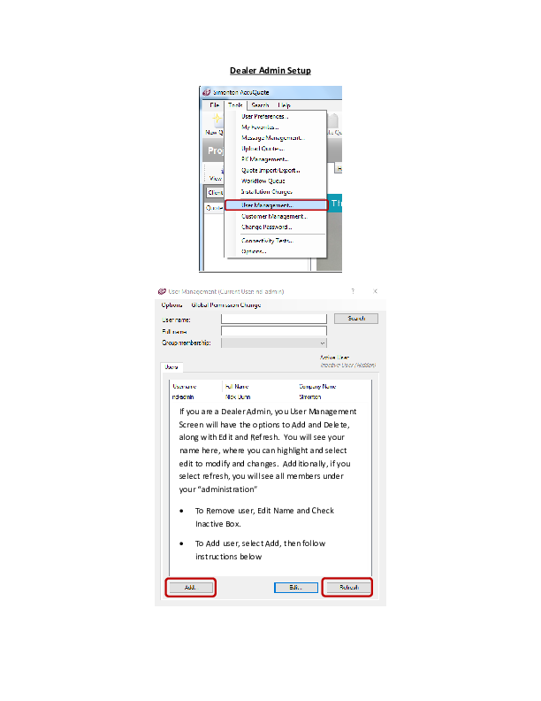 AccuQuote Screen Shots Dealer Admin Setup