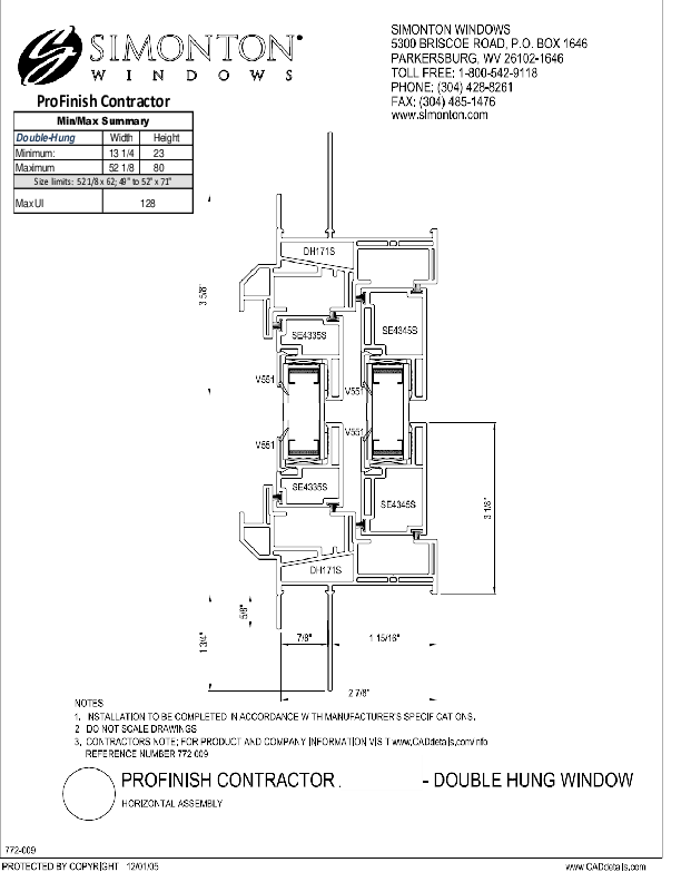 PFC Contractor Double Hung CAD Drawing