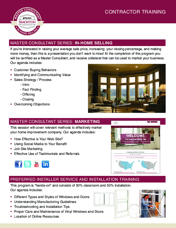 Simonton Contractor Distribution Assoc Training