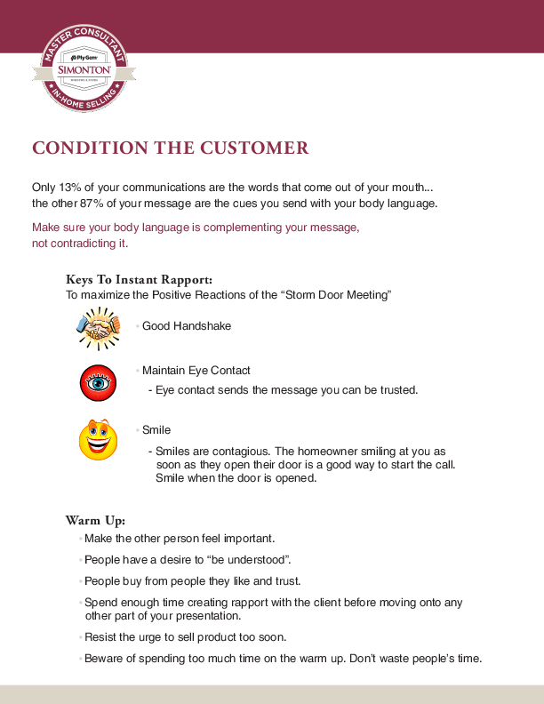 Week 4 - Condition The Customer